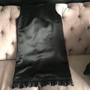 Andrea Jovine black silk shift dress in size 6 with ruffle detail